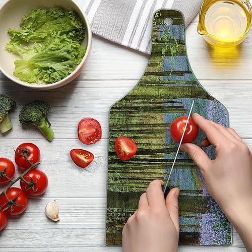 Miniatura 3 de lunarable bosque tabla de cortar, Curving camino a través de Deep Forest con lavandas mágico primavera carretera paisajes, decorativo vidrio