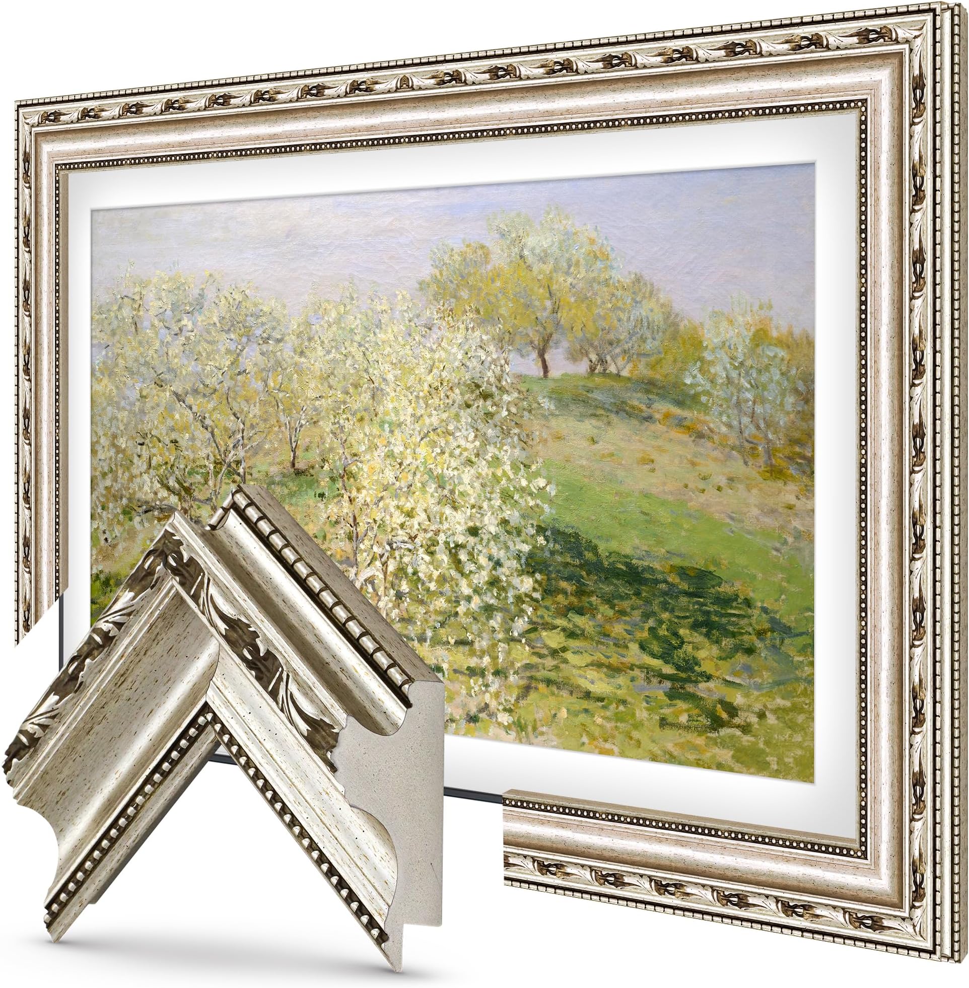 Ornate Silver 65" Premiere Deco TV Frame - Compatible ONLY with Samsung The Frame TV and Pro TVs (Fits 2021-2026, LS03A, LS03B,LS03C,LS03D,LS03FA,LS03FW)