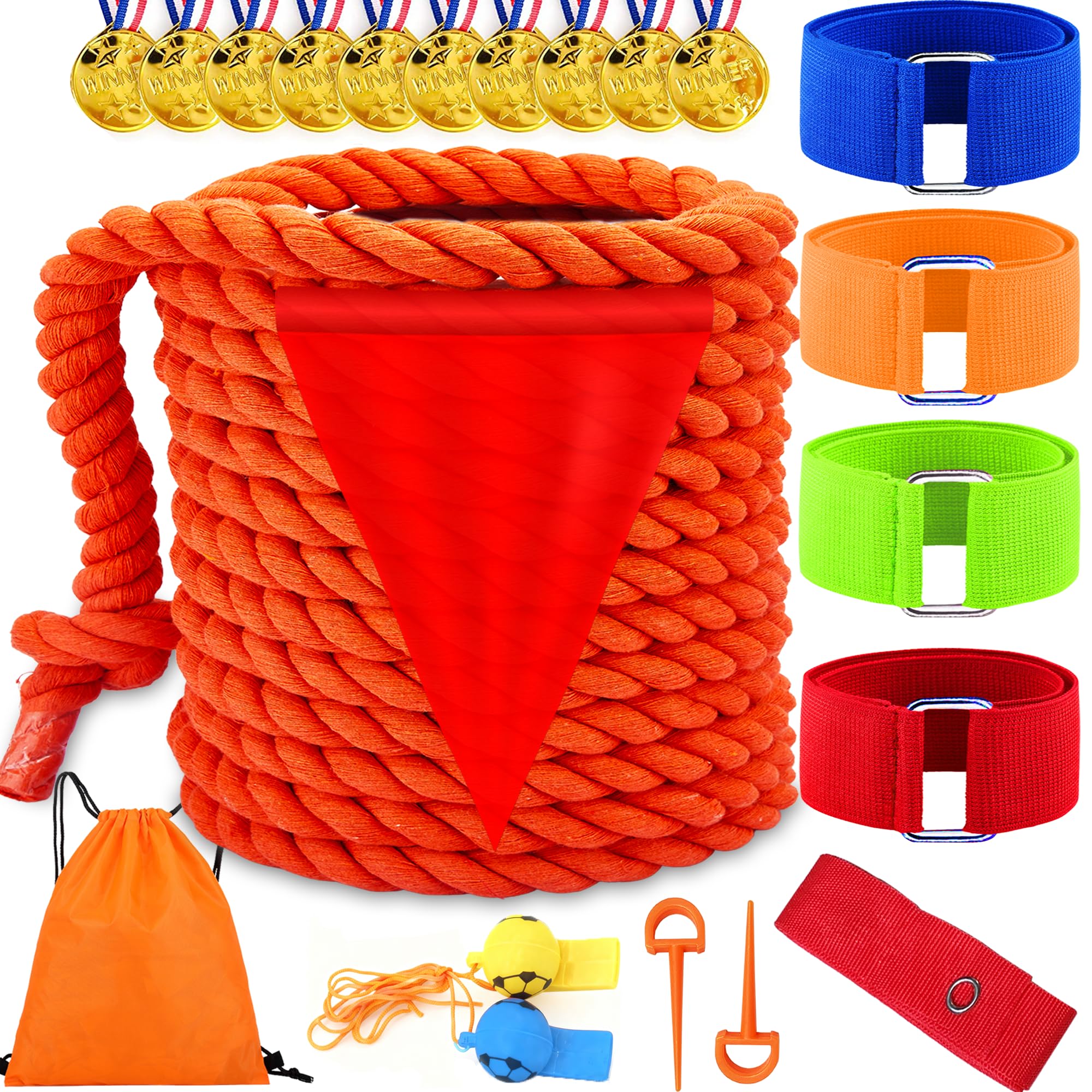 Lubibi Gioco di Corda per Tiro alla Fune 6M, Kit Giochi all'Aperto per Bambini e Adulti, Tug of War con Medaglie