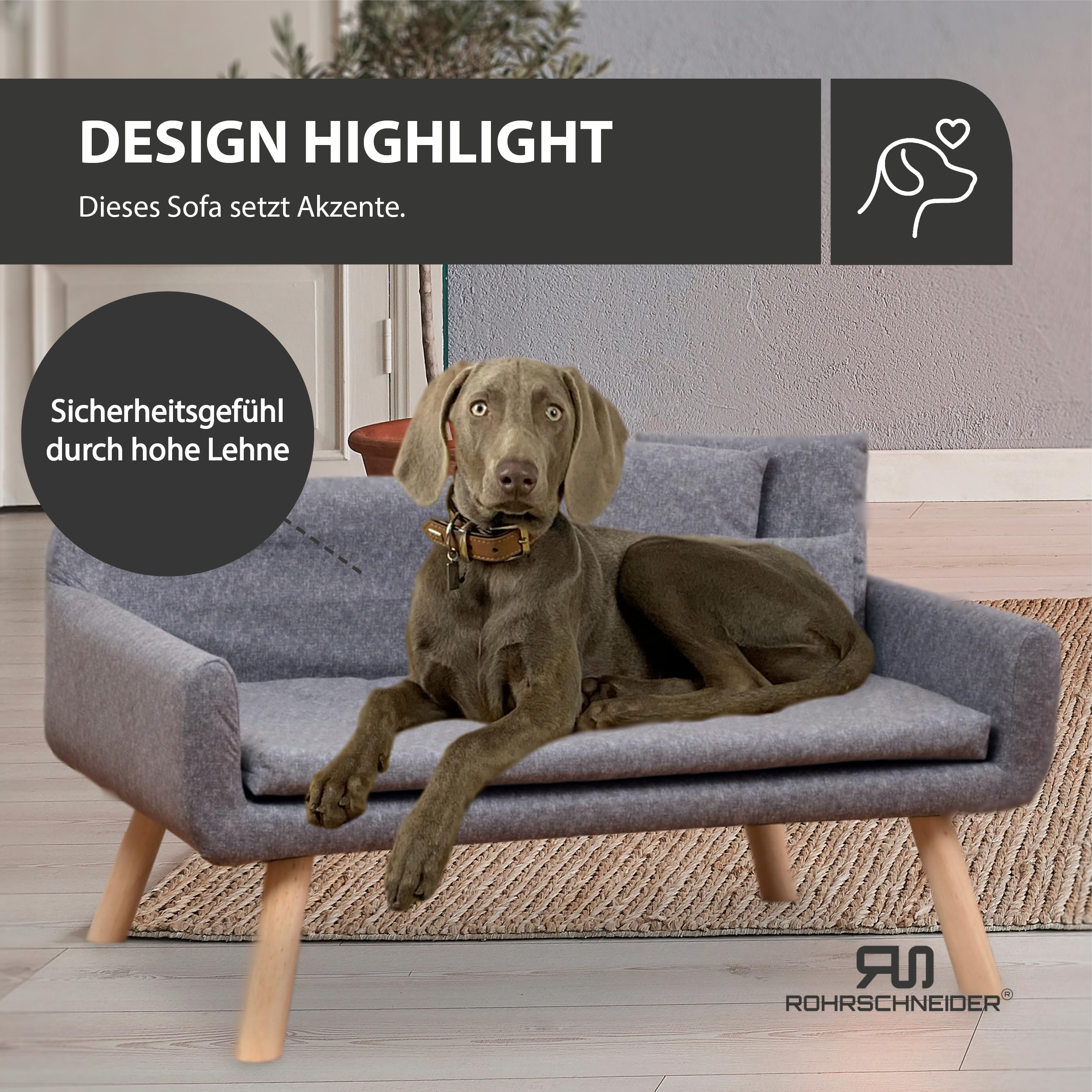 Rohrschneider Hundesofa Chicago - abwaschbar | grau + Gassibeutel