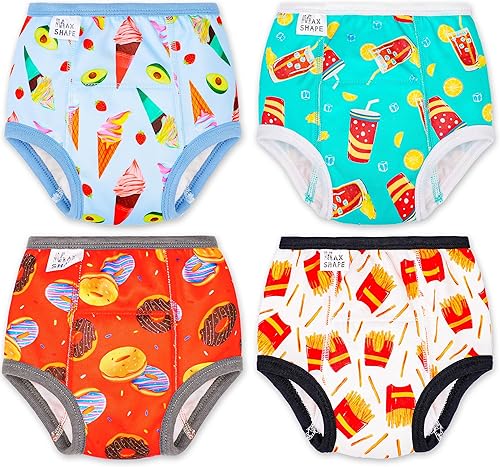 Miniatura 7 de Max Shape 4 paquetes de ropa interior de entrenamiento para niñas con capa absorbente de cena, pantalones de entrenamiento reutilizables para bebé,
