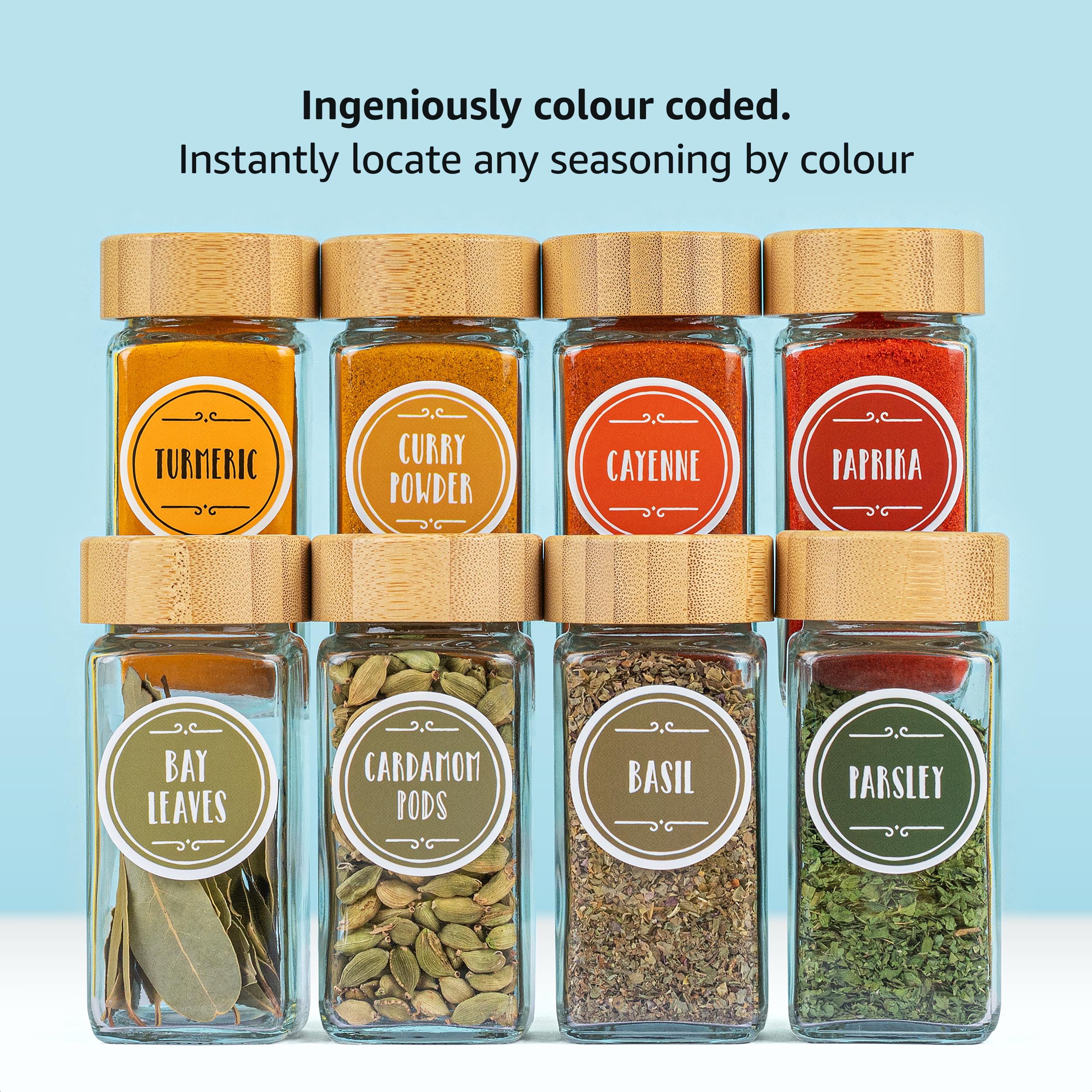 210 Spice Labels with QuickFind™ Colour-Coding Waterproof Oil