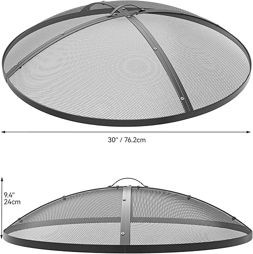 Miniatura 7 de YITAHOME Pantalla de chispas para hogueras de alta resistencia con mango y póster, cubierta de metal para hogueras redondas de 30 pulgadas al aire