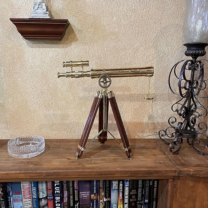Telescopio de mesa Galileo Brass con trípode ajustable miniatura 2
