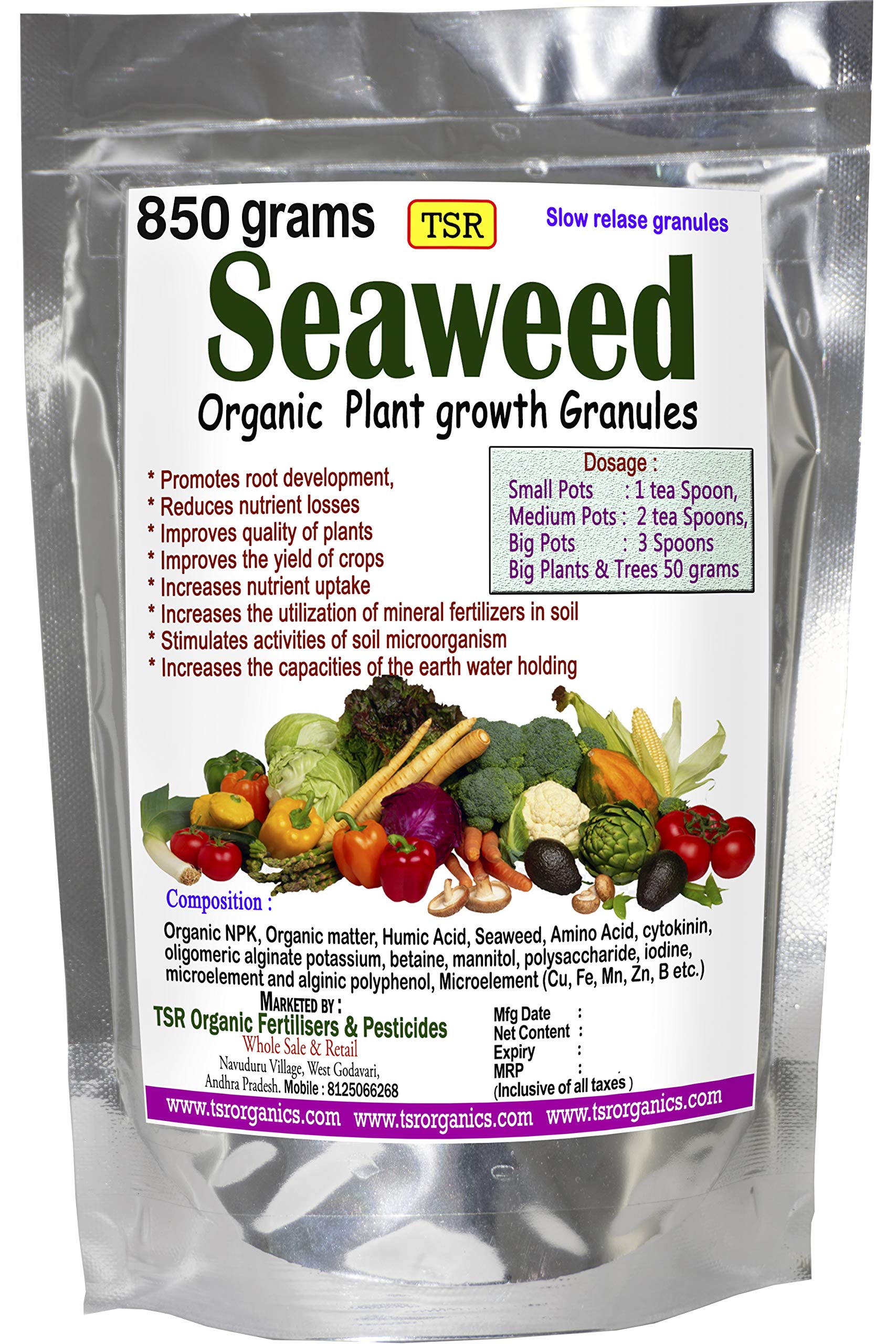 TSR Organic Fertilisers & Pesticides Seaweed granules 850 grams Multi Purpose Fertilizer for Gardening Indoor Out Door plantations (B083CQMH13) Amazon Price History, Amazon Price Tracker