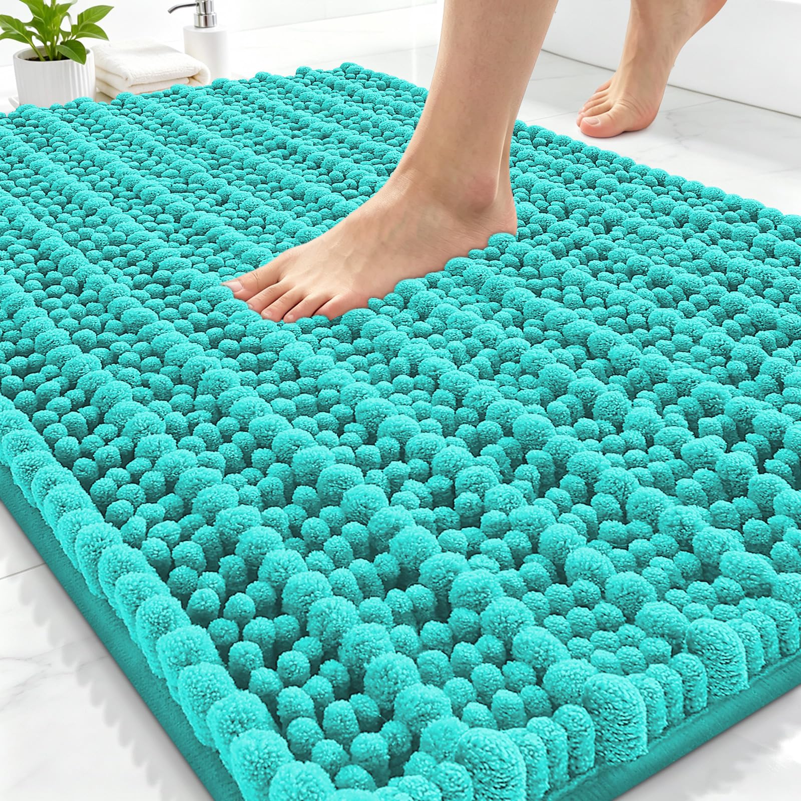 Smiry Bathroom Rugs 30X20, Extra Soft Rubber Backing Chenille Bath Mats