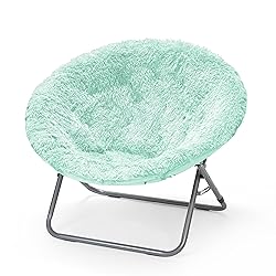 Urban Lifestyle Oversized Mongolian Faux Fur Saucer Chair, Mint