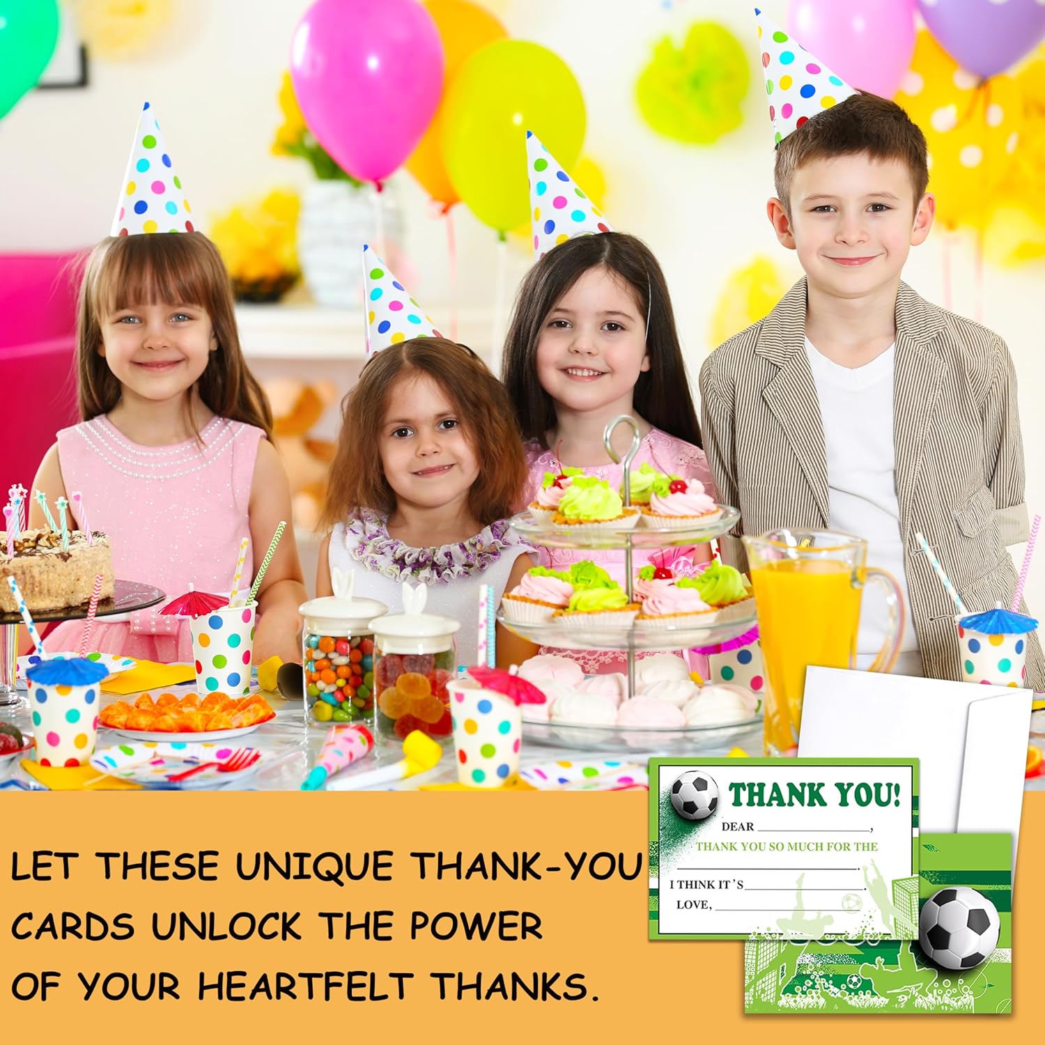 Soccer Thank You Cards, Football Thank You Notes For Birthday Party Baby Shower, Sports Greeting Cards For Kids, 20 Pack Fill In Blank Thank You Cards With Envelopes, 11 - Image 5