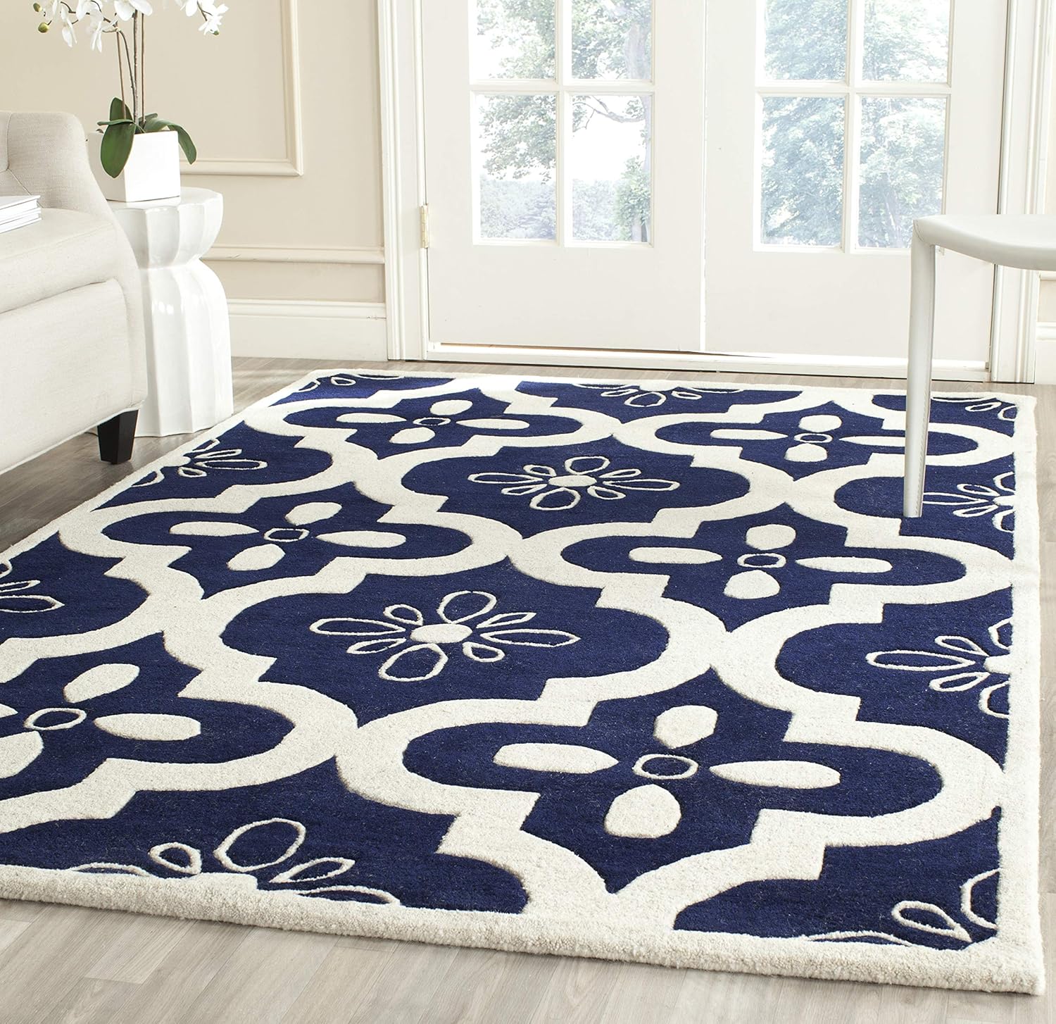 SAFAVIEH Chatham Collection 2' x 3' Teal / Ivory CHT751T Handmade Geometric Premium Wool Accent Rug