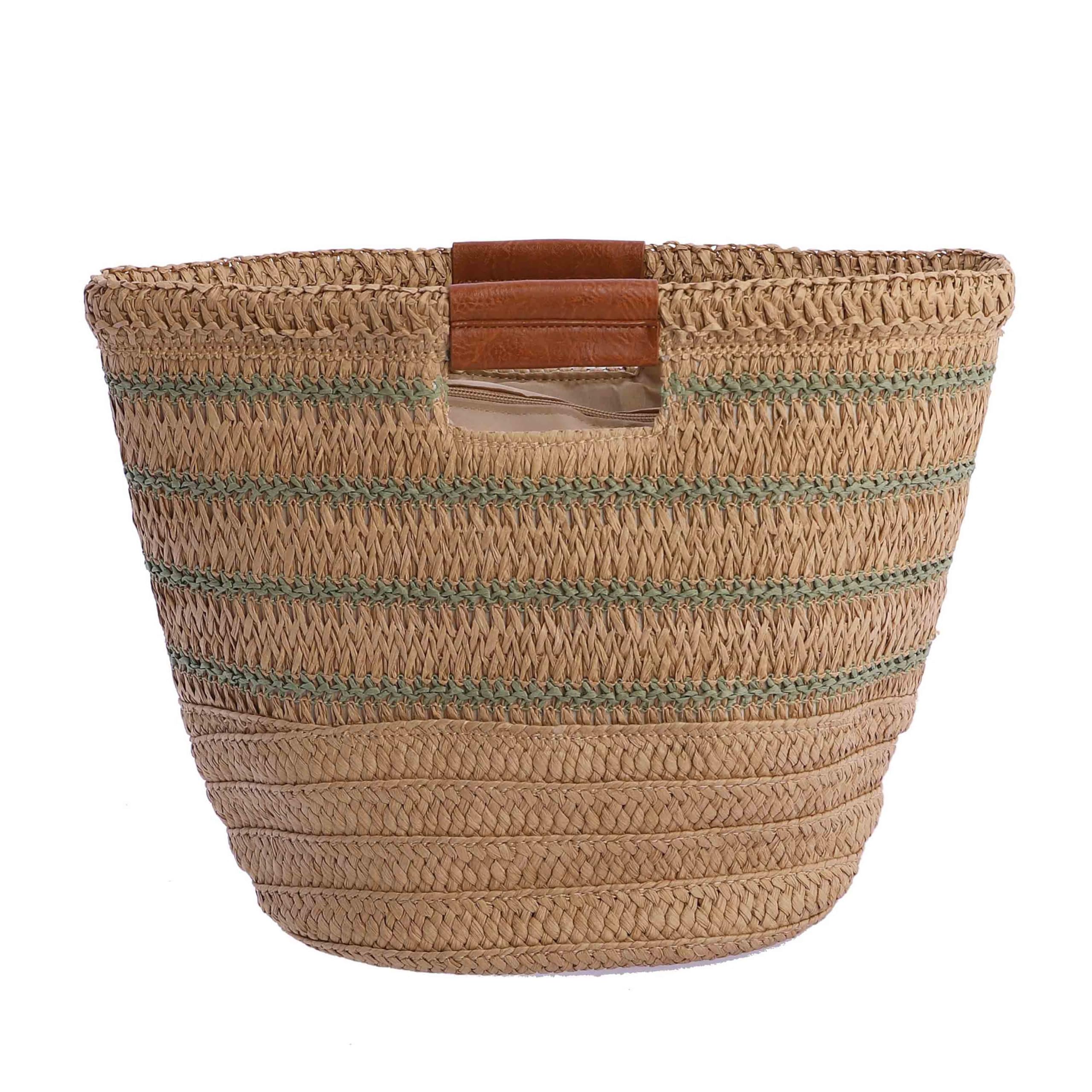 DON ALGODON - Bolso de mano de rafia para mujer - Bolso mano playa mujer - Bolsa playa para mujer Fione