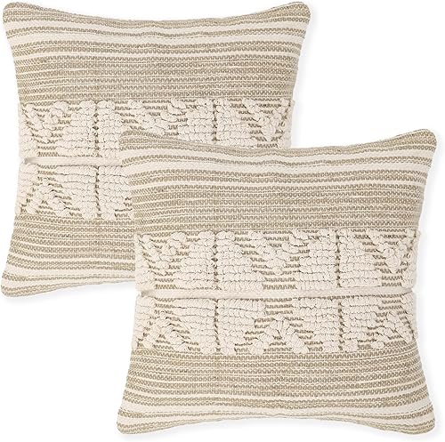 Vista 149 de REDEARTH Fundas de cojín decorativas con textura bohemia – Juego de fundas decorativas de granja tejidas lumbares para sofá, cama, silla, comedor