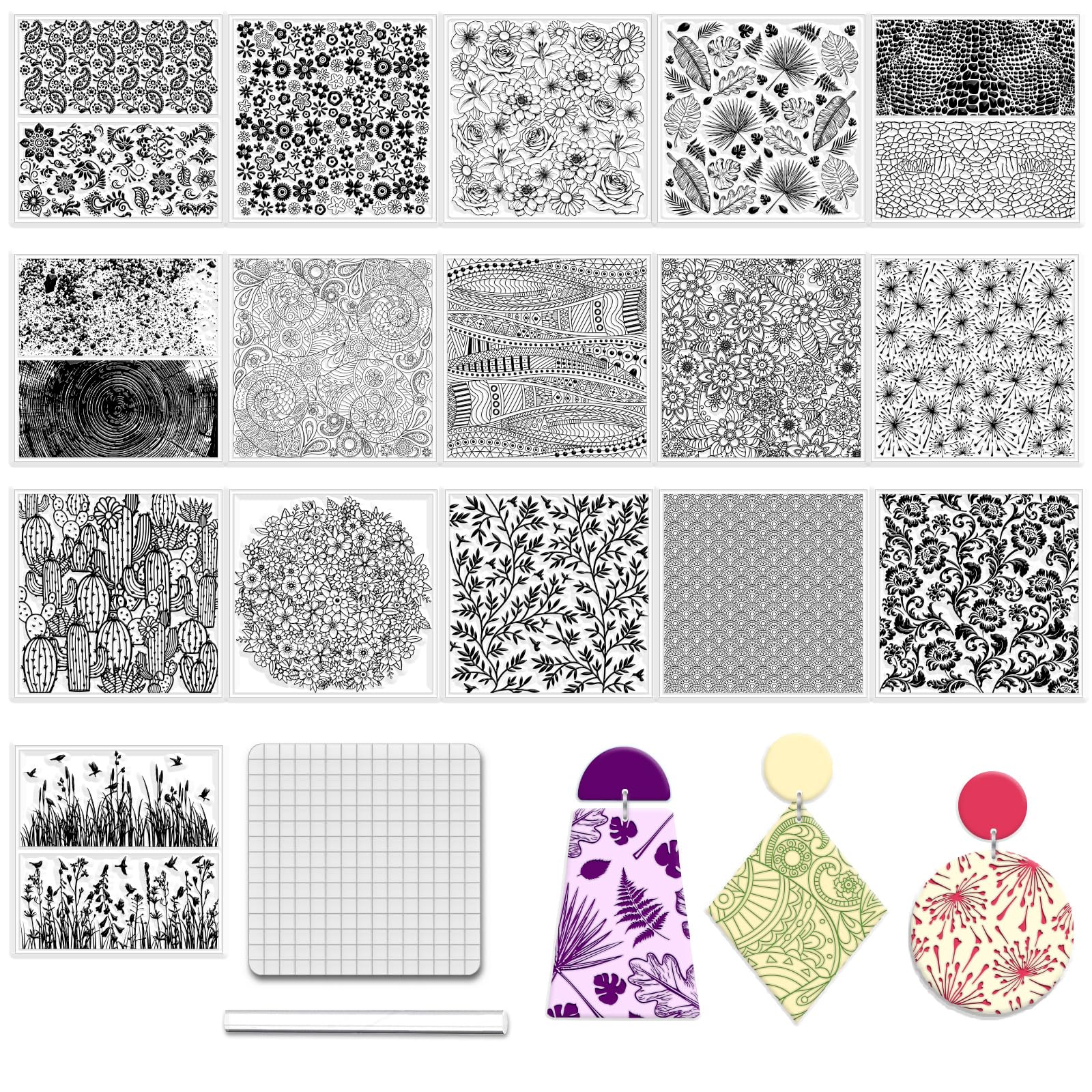Tampon de texture en silicone CHGCRAFT pour bijoux et modelage végétal