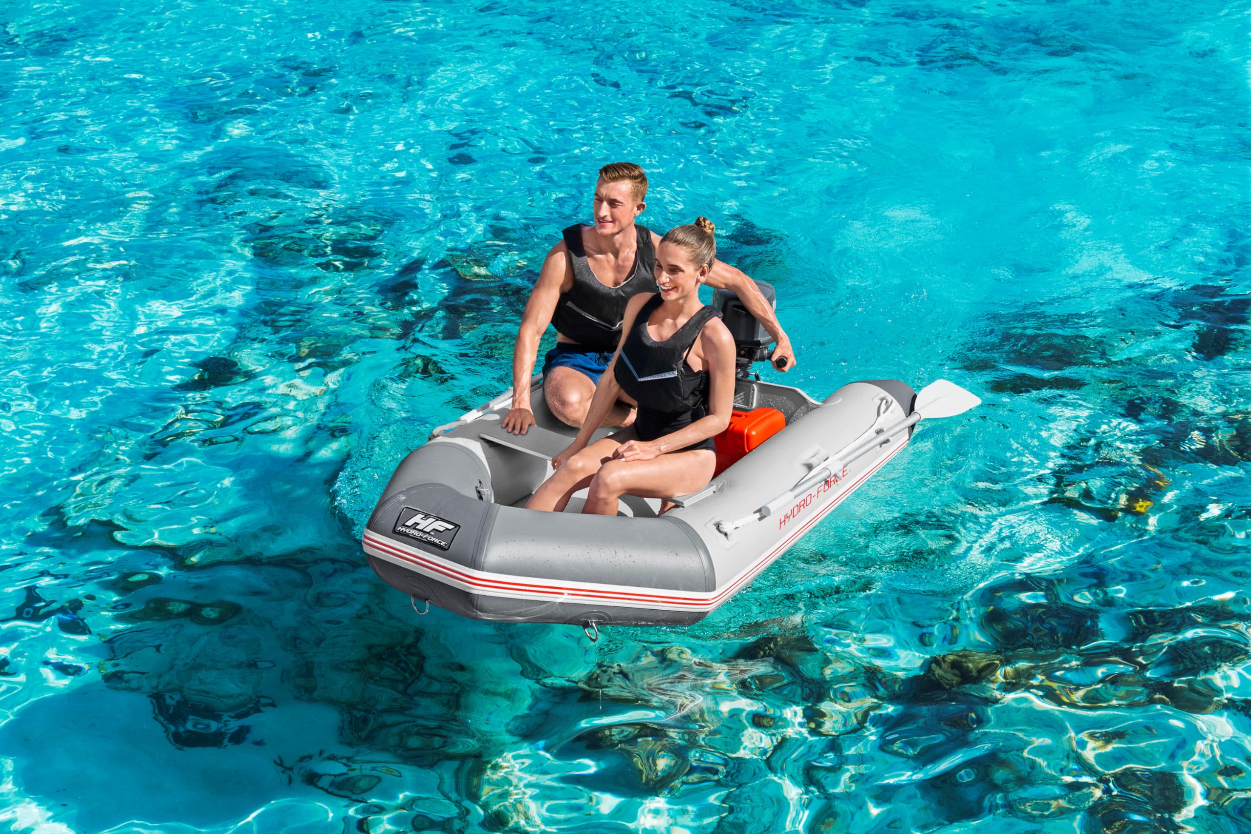 Canot Gonflable Hydro-Force™ Caspian, 230 x 130 x 33 cm, avec 2 rames et Pompe de gonflage