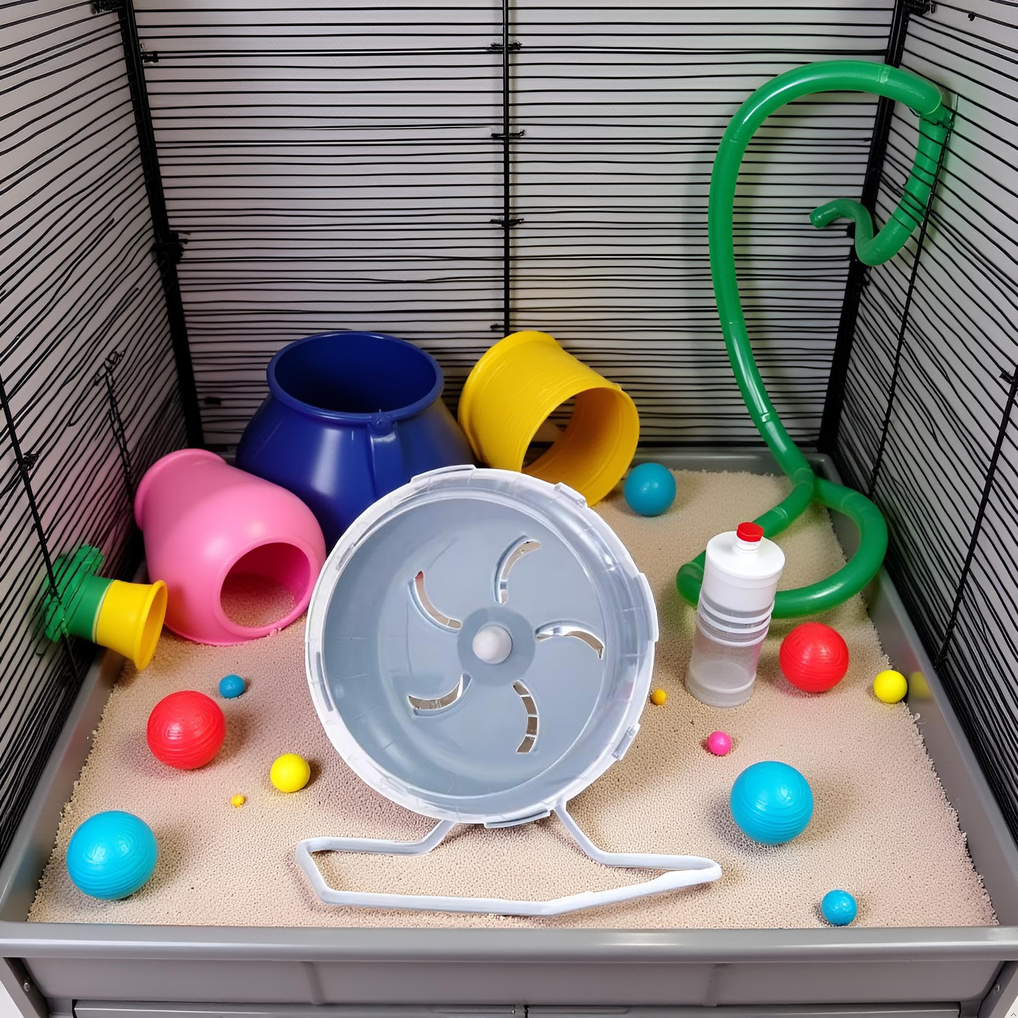 Rueda silenciosa gris para hámster de 7 pulgadas, rueda silenciosa para hámster, rueda de ejercicio para hámster, accesorios de jaula de hámster ajustable en altura, juguetes para correr para hámster,