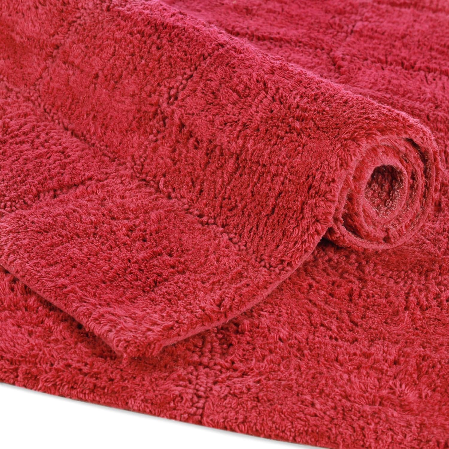 Toast Checkered Cotton 2-Piece Non-Slip Bath Rug Set