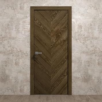 SARTODOORS Interior Interior Solid French Door 30 x 96 inches | Ego 5005 Marble Oak | Single Regular Panel Frame Handle | Bathroom Bedroom Modern Doors