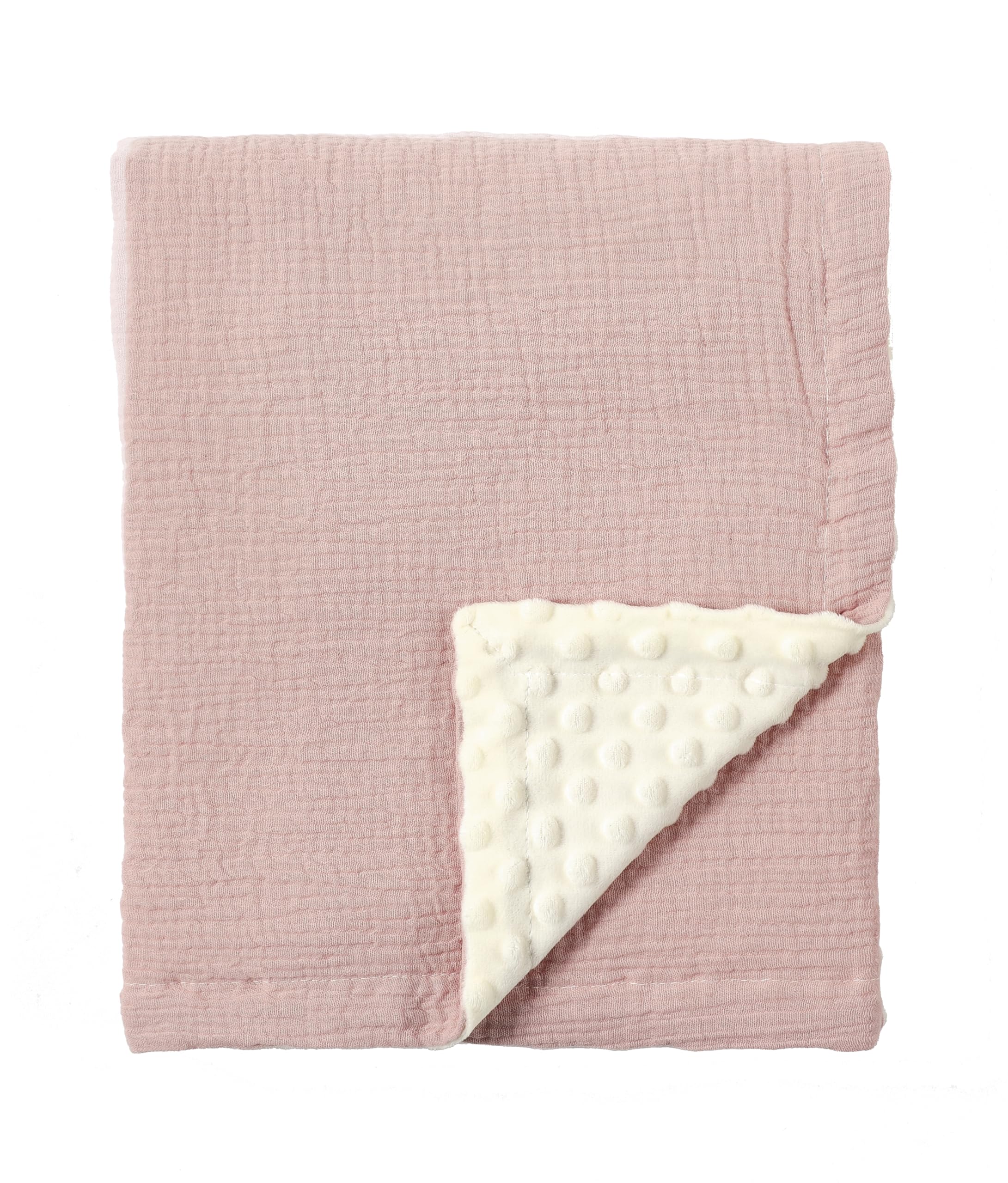 CREVENT 30''X40'' Organic Muslin Cotton Baby Blanket for Newborns, Soft Mink Backing, Essential for Baby Shower Birthday Gift - Pink 75X100cm