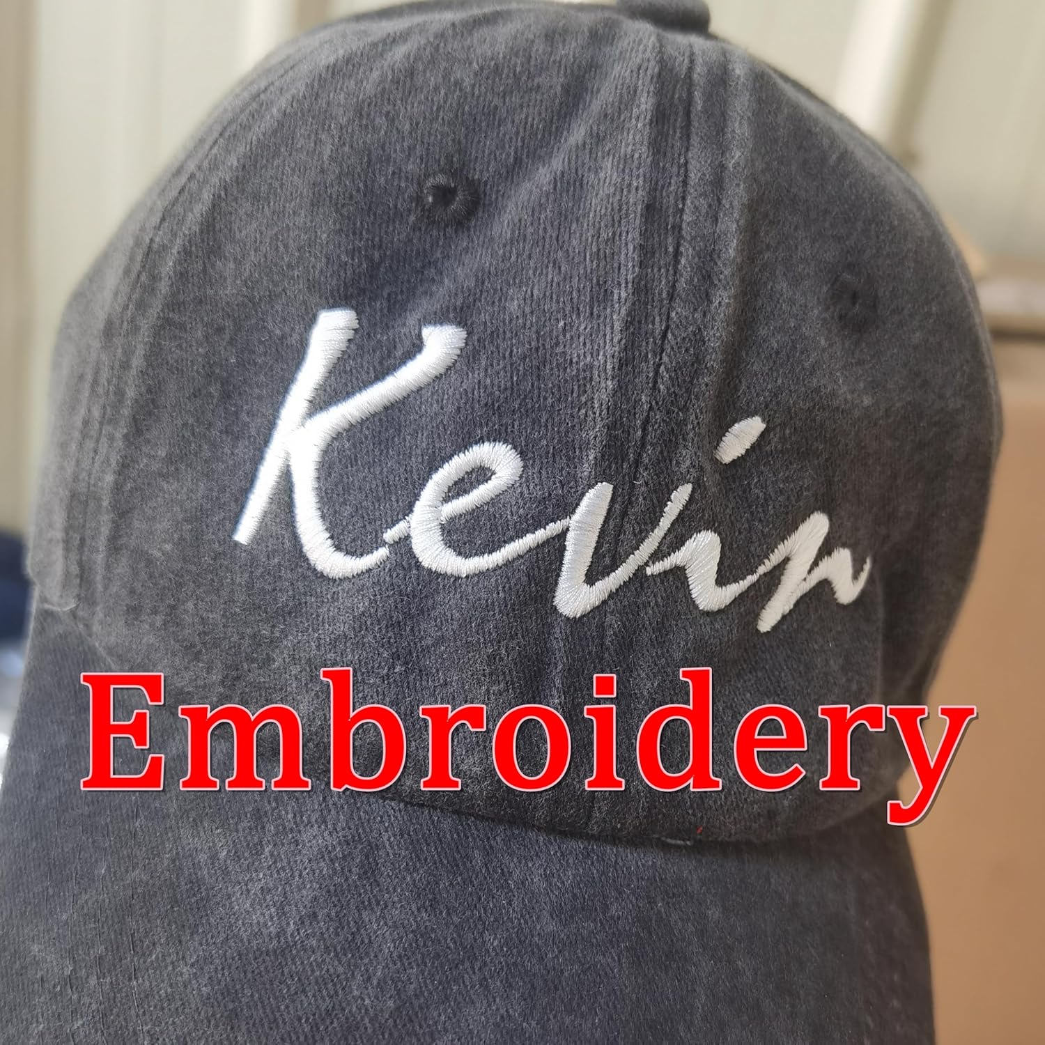 Custom Baseball Cap Name Text Word Embroidered Dad Hat. Unstructured Adjustable Metal Buckle - Image 3