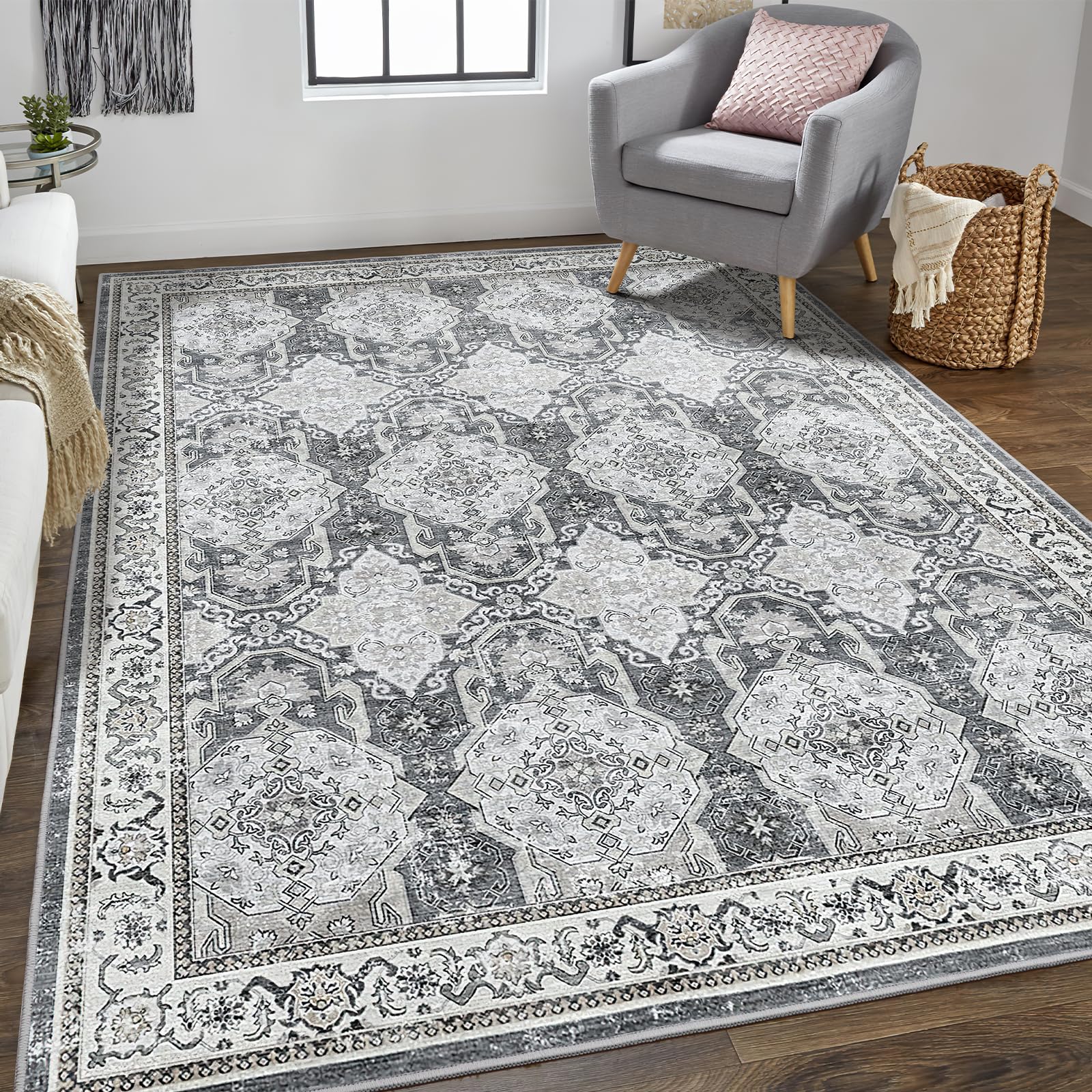 Soalmost 8x10 Area Rugs, Washable Rug, Large Stain Resistant Area Rug