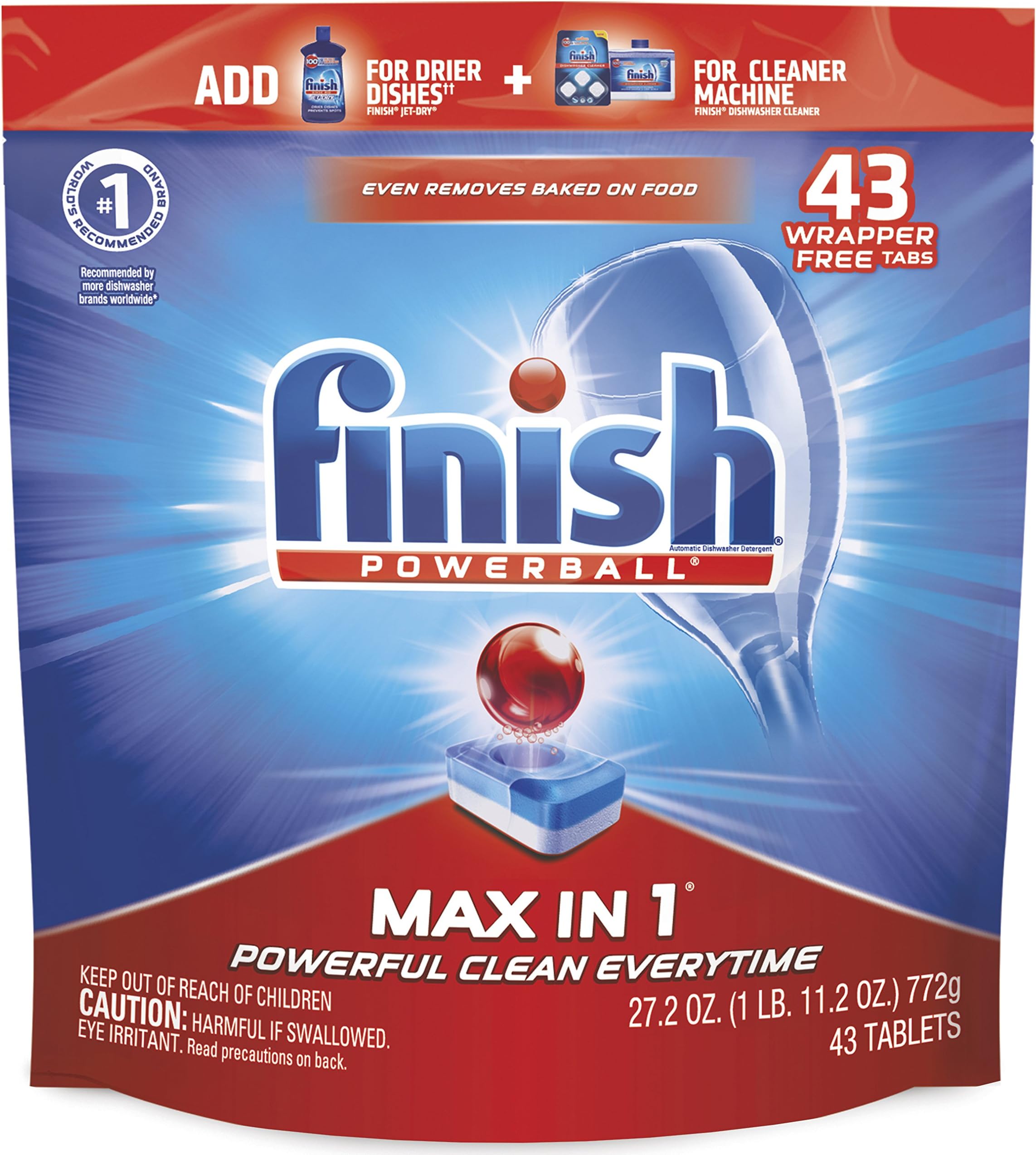 Finish Max in 1 43ct Dishwasher Detergent Powerball