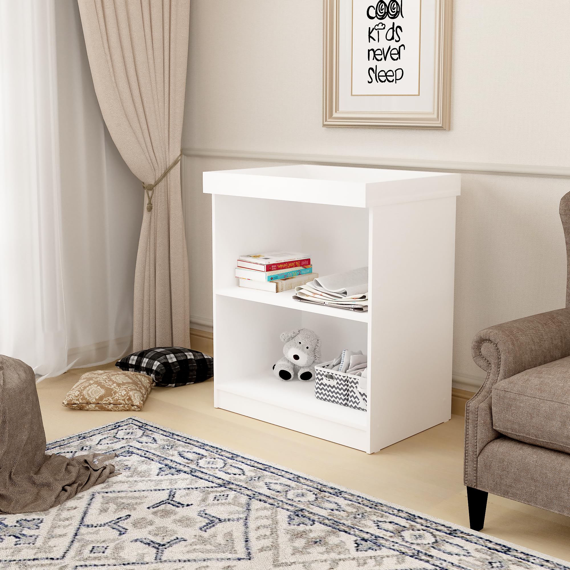 AVANTI TRENDSTORE - Spadola - Fasciatoio con superficie attaccabile per il cambio del pannolino e 2 ripiani aperti Dimensioni LAP ca. 83,2x92x51,8 cm (bianco)