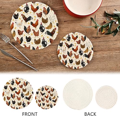 Miniatura 5 de Salvamanteles - Juego de 2 posavasos resistentes al calor, con tejido de hilo y gallo