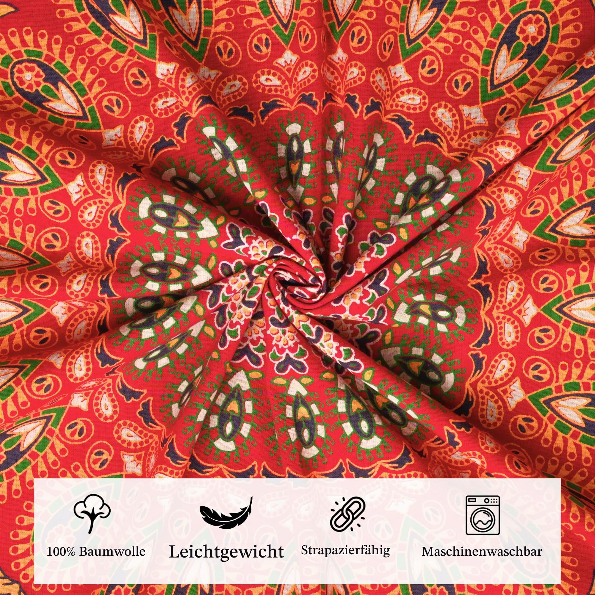 Hippie-Wandbehang, Wandteppich, goldenes Rot, King-Size-Größe, 228,6 x 213,4 cm, Boho-Elefant-Mandala, Wohnheim-Dekoration, Meditation, böhmische Baumwoll-Wandteppiche