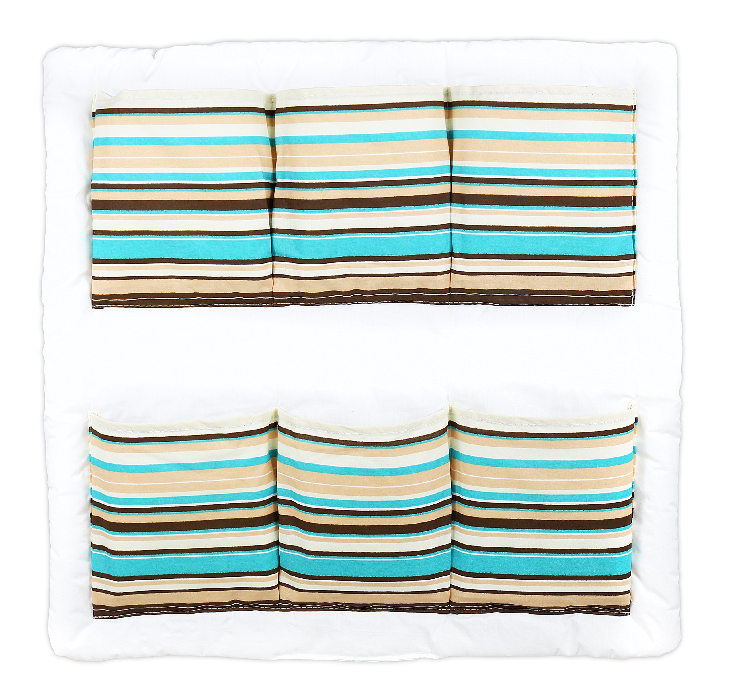 Baby COT Tidy Organiser Hanging Storage CotBed Nursery 6 Pockets BABYMAM (Brown Stripes) — image 1