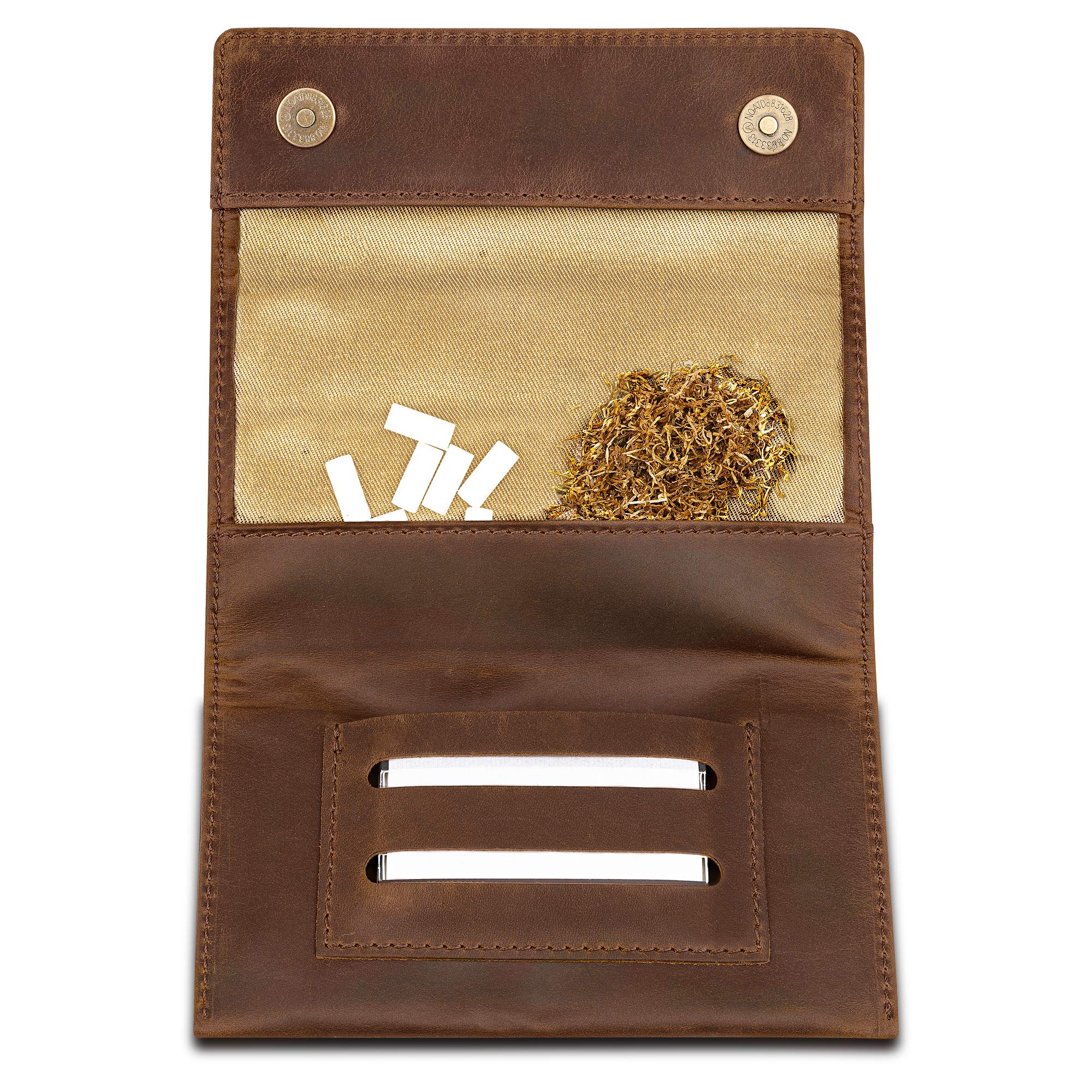 Bolsa giratoria de tabaco de piel con compartimento extra para filtros 8