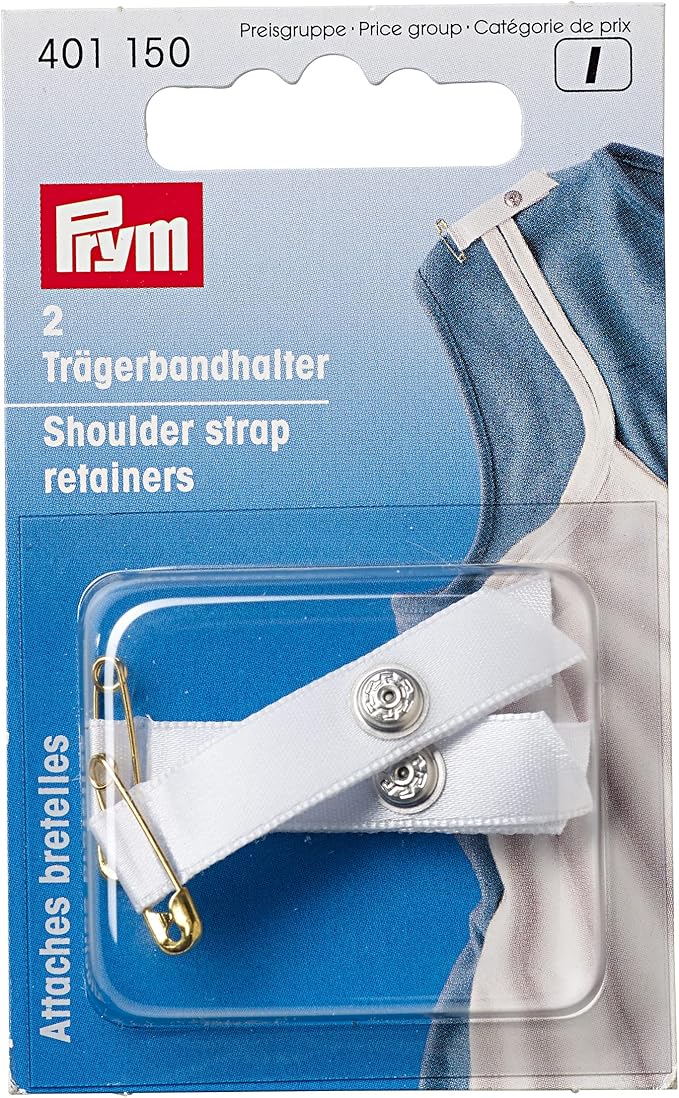 Prym 4011501 Shoulder Strap Retainers with Safety Pin, weiß, 2 Stück