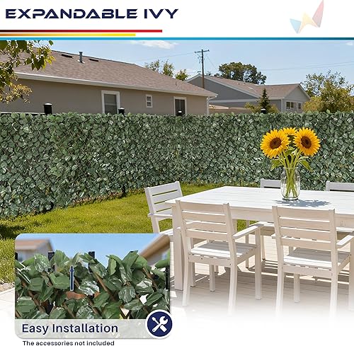 Miniatura 6 de Windscreen4less 2 piezas de hojas de hiedra artificiales expandibles para valla de privacidad para exteriores, interiores, patio, balcón (hojas de
