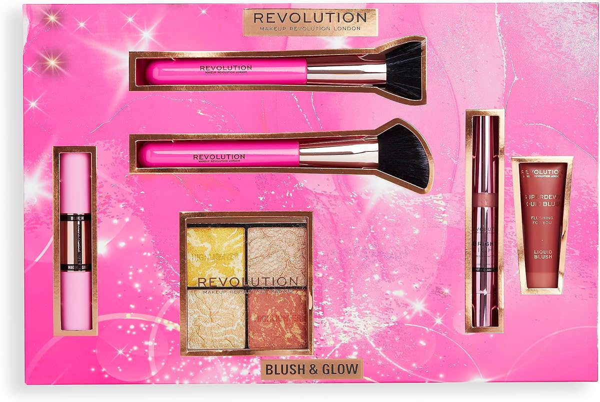 Set de regalo de maquillaje Blush & Glow Highlight, 6 piezasSet de regalo con sombras de ojos, rubor