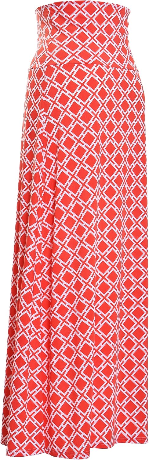 VIV Collection Women's Printed Full Maxi Skirt