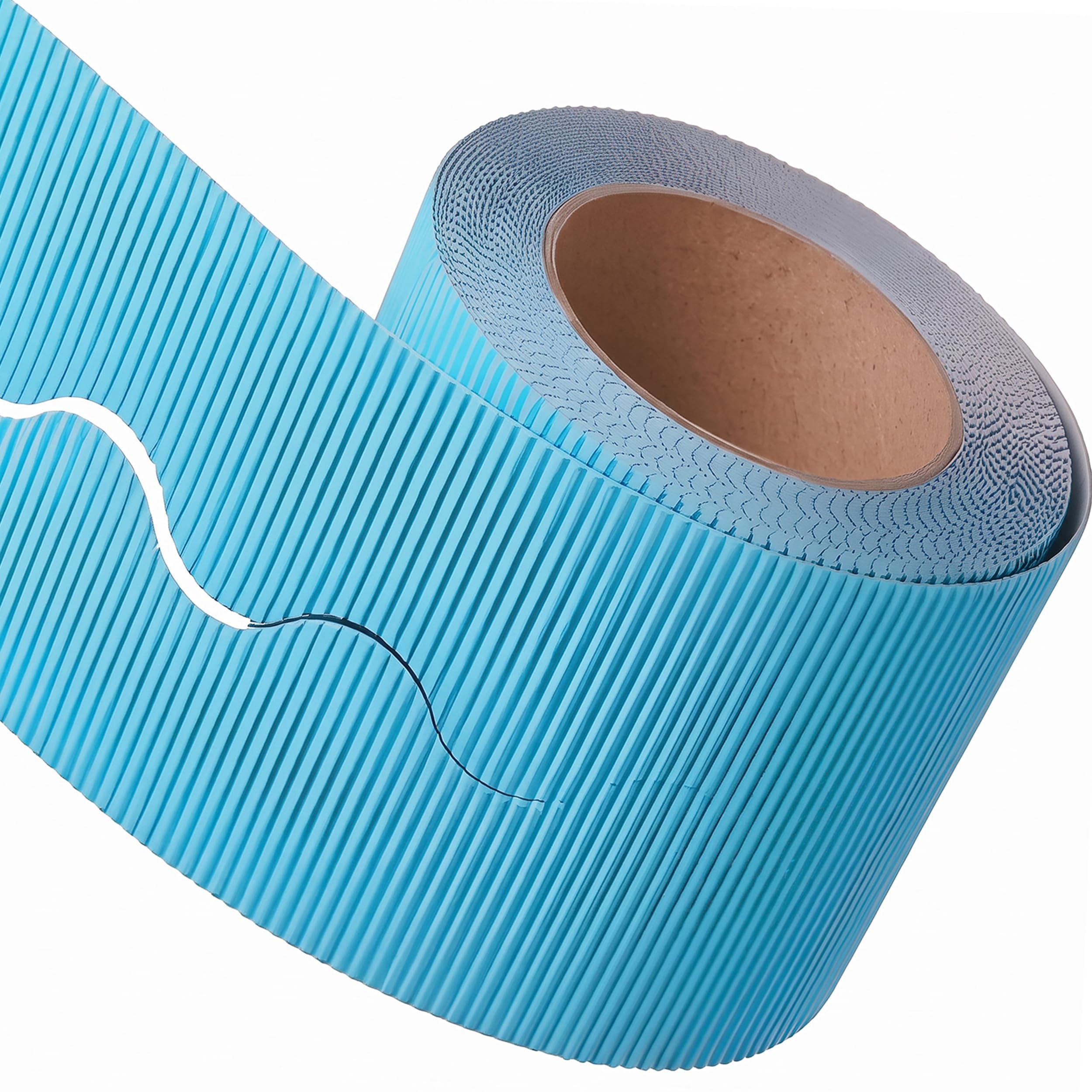 PAPERCUTZ Corrugated Border Roll (5.7cm x 15 metre), School Display Borders for Classrooms Decoration, Fade Resistant Scalloped Edge Border Roll for Bulletin Boards (Turquoise) — image 1