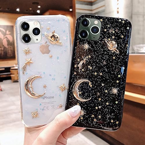 Miniatura 4 de Bonitec Funda para Apple iPhone 11 Pro Max 3D Bling Planet Glitter con Space Sparkle Moon Star Universe Flexible Soft TPU Protección a prueba de
