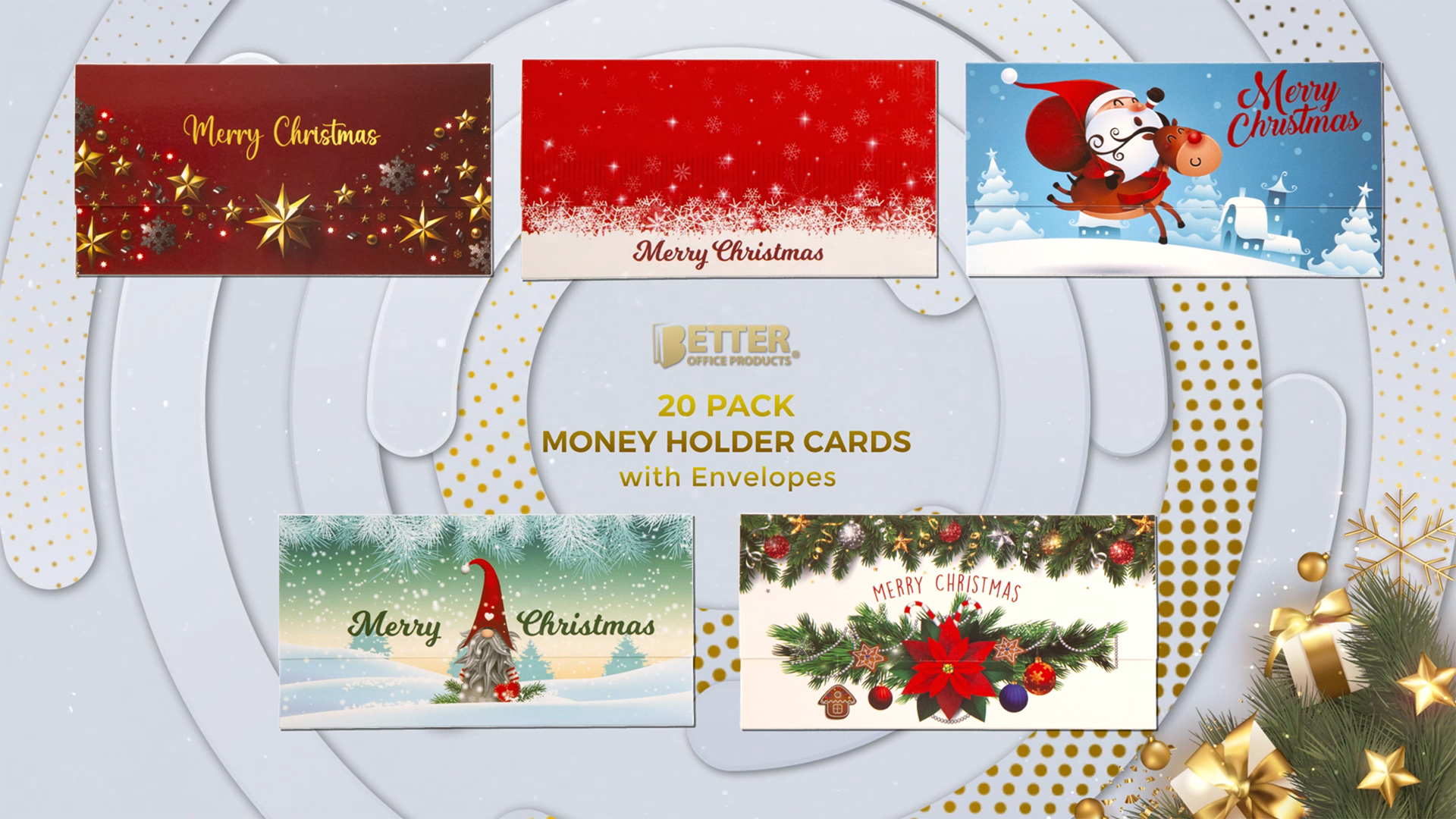3 Enveloppes De Noël Pour Cadeaux En Argent - Design Père Noël, Pour Billets De 10 Dollars, Pliables Et Portables