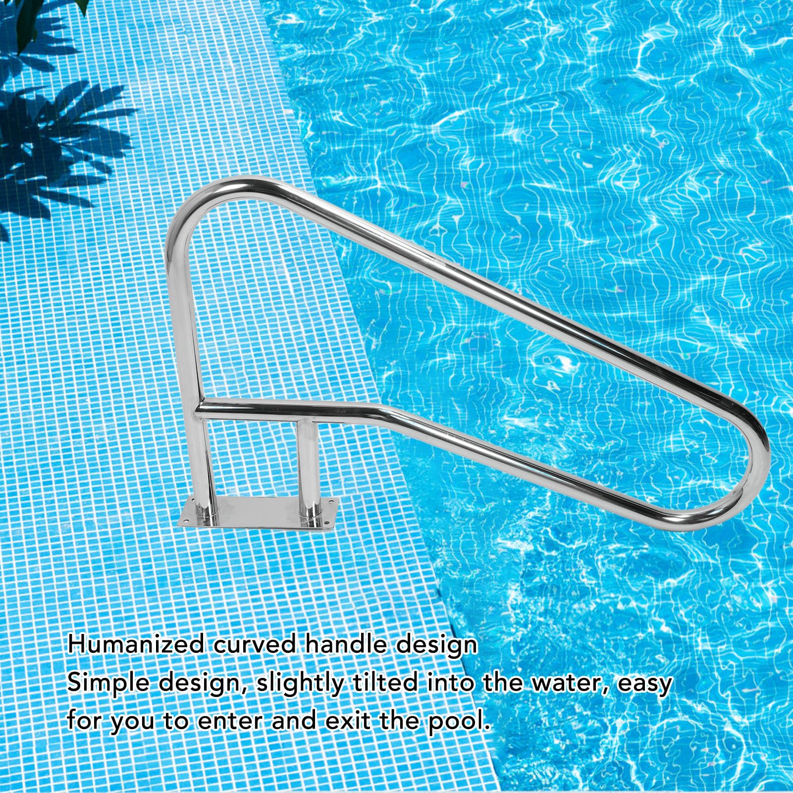 Pasamanos para Piscina, Riel para Piscina de Acero Inoxidable 304 con Agarre Azul para Mayor Seguridad, Tamaño de 46,3 X 26,8 Pulgadas, Ideal para Parques Acuáticos y Piscinas Domésticas