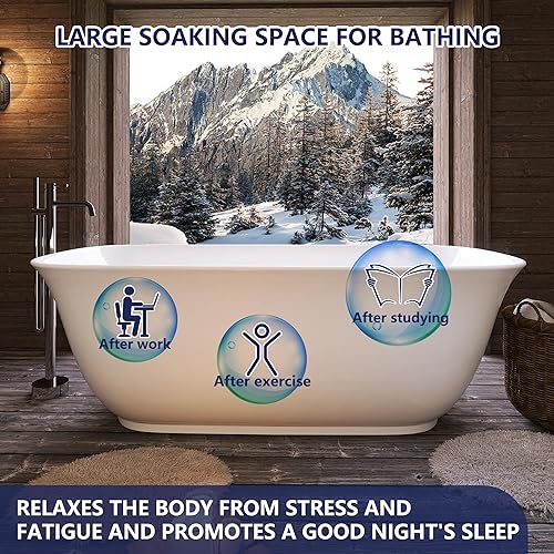 Miniatura 51 de Bañera independiente de acrílico de 67 pulgadas, bañera independiente, bañera de remojo, certificado cUPC, CM (blanco brillante)