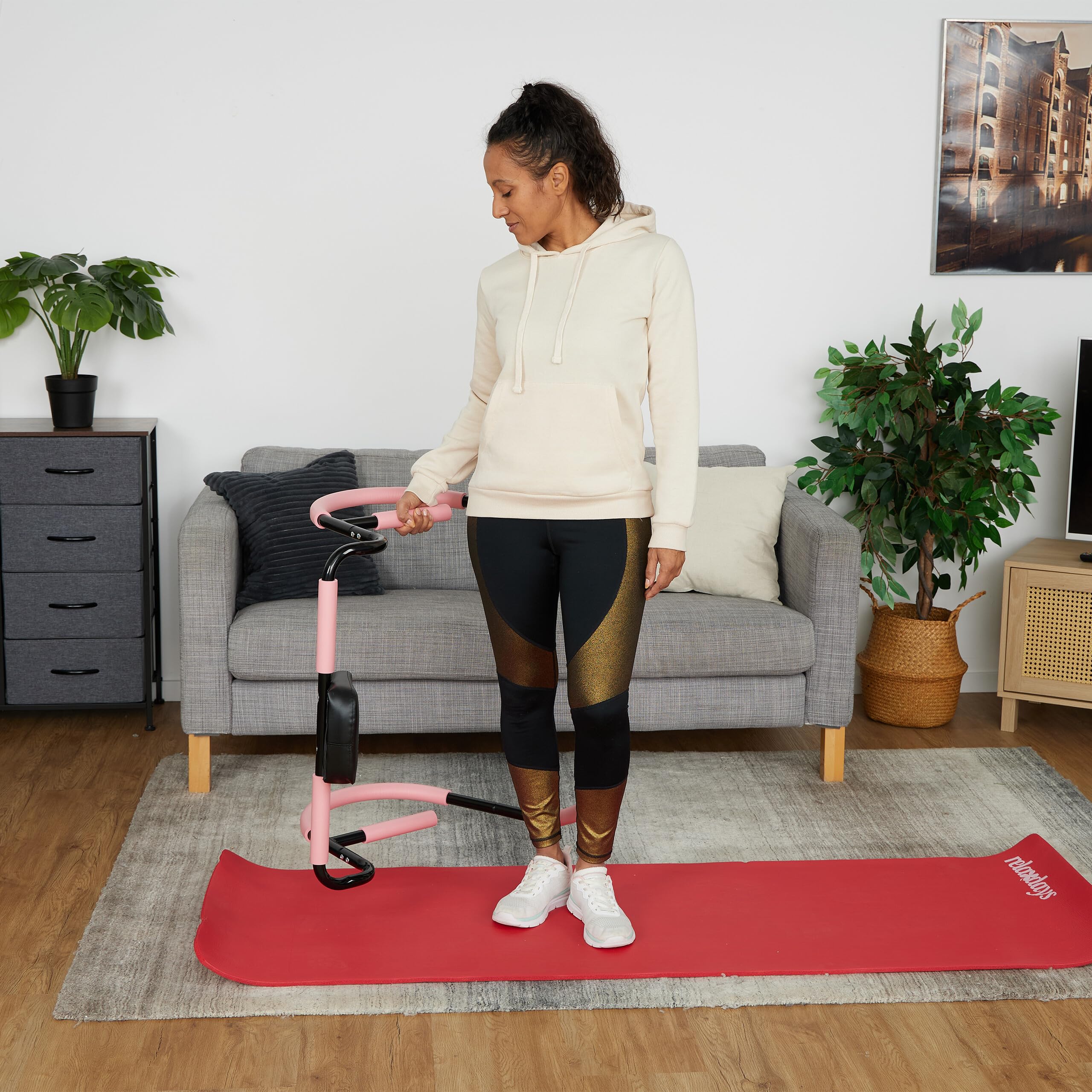 Relaxdays Bauchtrainer, Bauchmuskeltrainer, HxBxT: 68,5 x 69 x 65 cm, effektives Training zuhause, für Sit-Ups