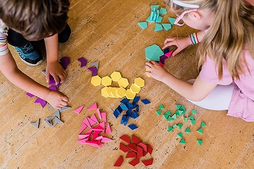 Miniatura 6 de Bloques con patrón del siglo XXI: juego de 132 bloques de madera coloridos en ocho formas para un juego creativo de vapor en casa o escuela