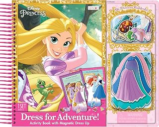 Disney Princess Rapunzel and Ariel Activity Book, Magnetic Dress-Up Dolls | Tangled and Little Mermaid Dress for Adventure Storybook with 28 Magnetic Pieces and 2 Dolls with Stands