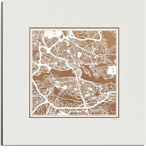 Miniatura 83 de O3 Design Studio Mapa de corte de papel Madrid negro mate de 20 x 20 pulgadas