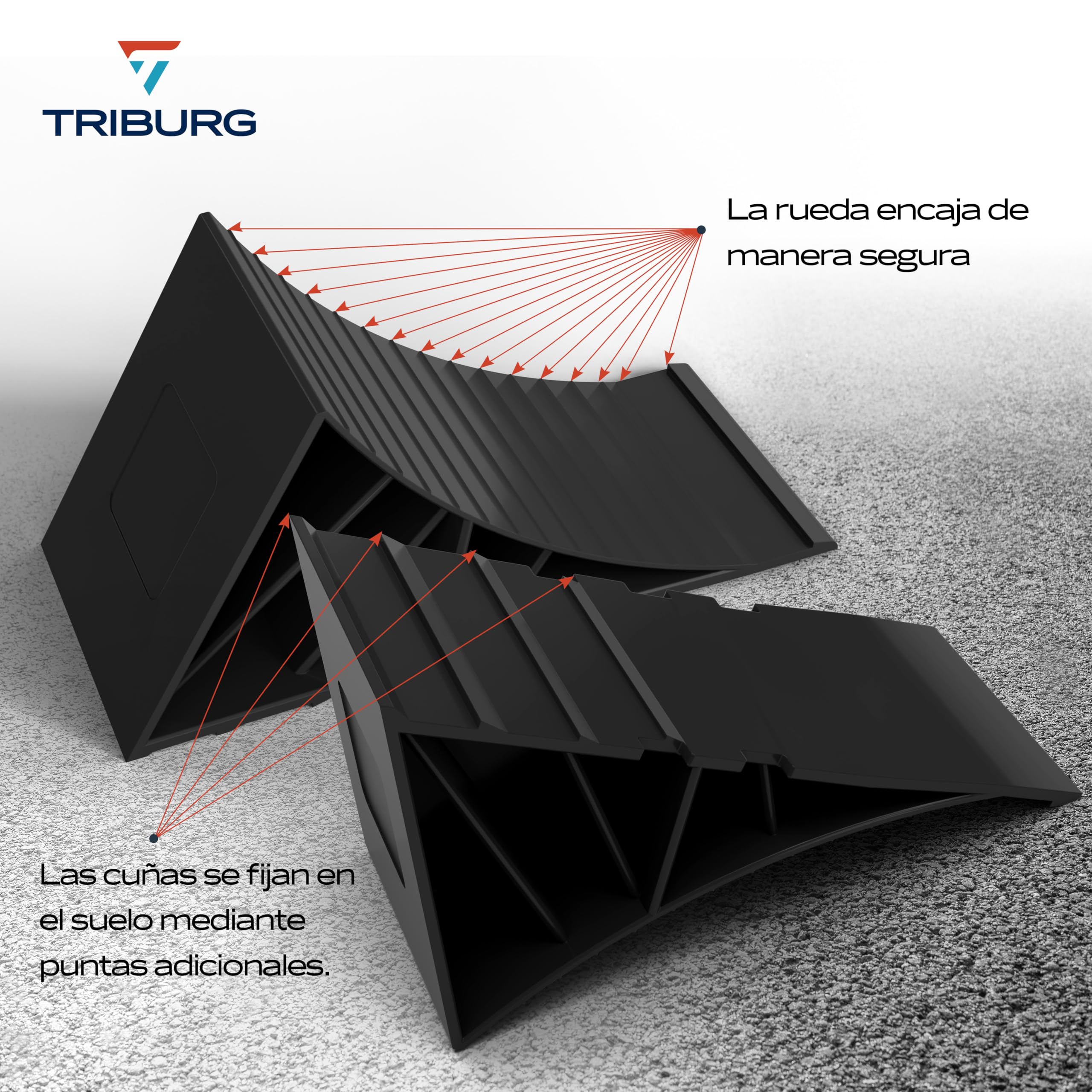TRIBURG Calzos de Rueda Incl. Soporte [Juego de 2] y Material de Montaje - Calzos para Remolques y Caravanas