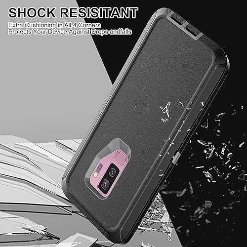 Miniatura 6 de Funda para Galaxy S9 Plus con protector de pantalla de TPU autorreparable 2 unidades, protección resistente 3 en 1 para Samsung S9 Plus (negrogris)