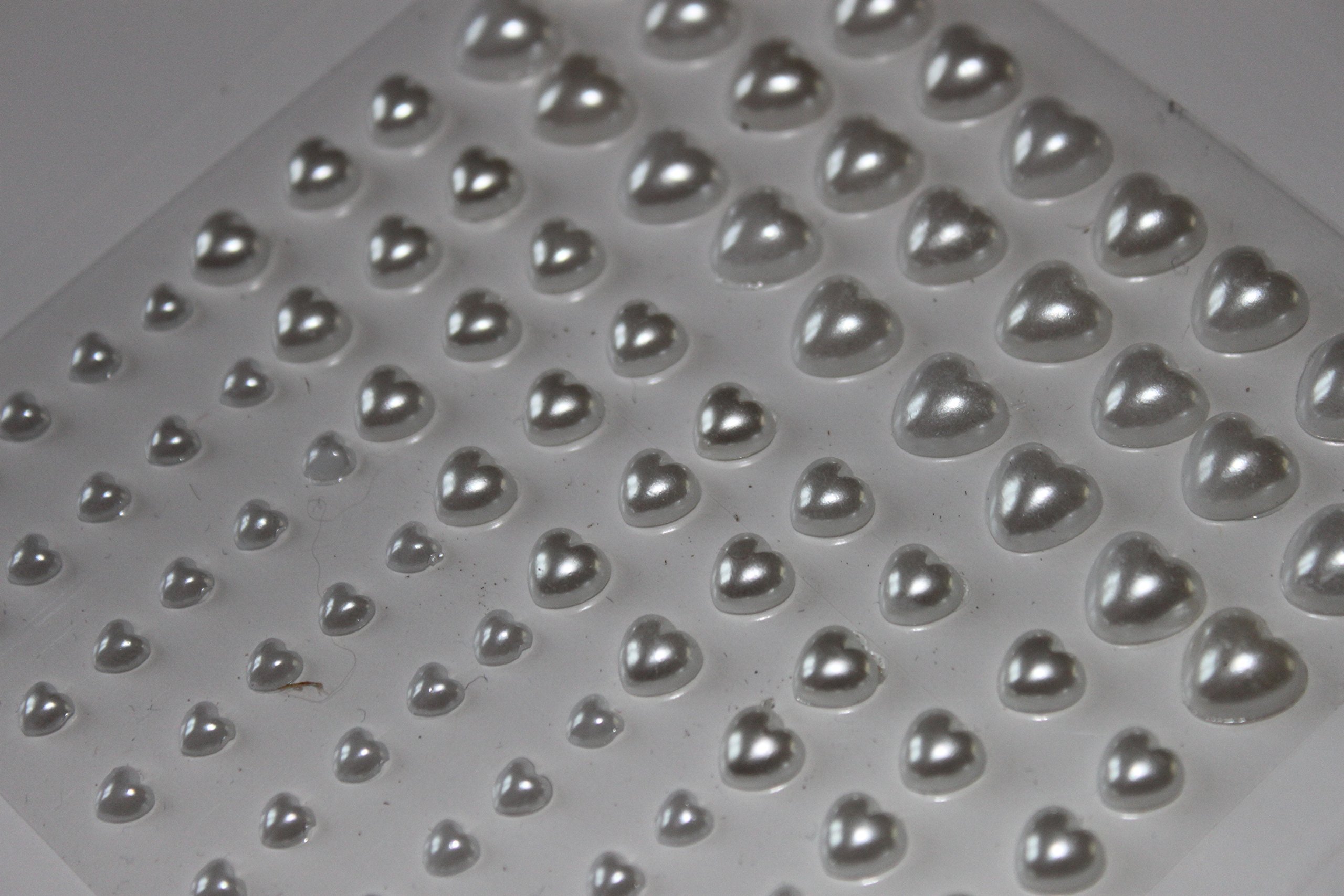 diy wedding 99 mixed HEART Self Adhesive Rhinestone Diamante craft embellishments 8mm, 6mm, 4mm (White Pearl)