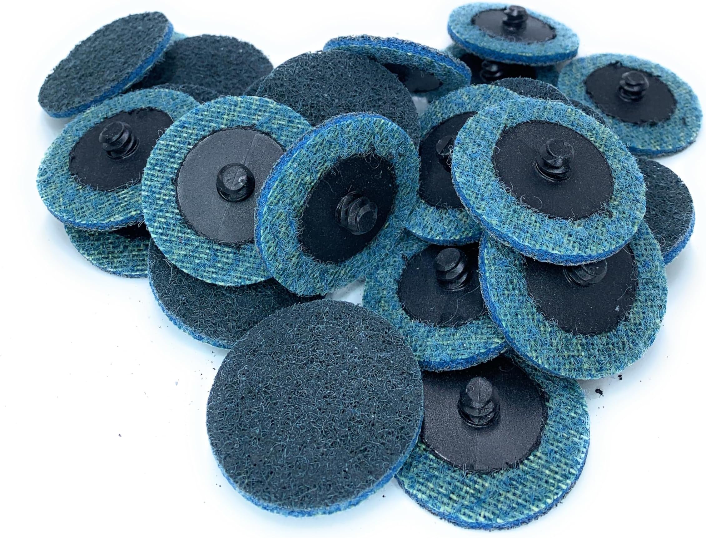 SIGNI 25pcs 2 inch Fine Abrasive Non Woven Nylon Quick Change Surface Conditioning Disc for Finishing Cleaning Deburring Lapping with R-Type for Rust Paint Removal(Blue Fine, 2 inch)
