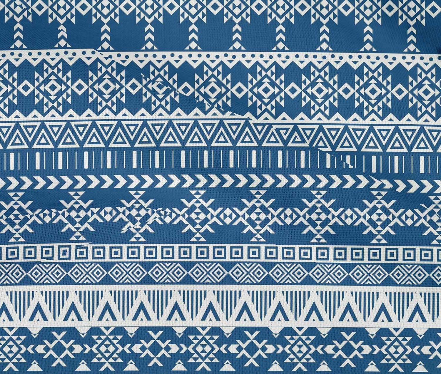 oneOone Cotton Flex Blue Fabric Aztec Tribal Quilting Supplies Print Sewing Fabric by The Yard 40 Inch Wide