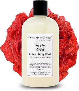 The Soap Exchange Body Wash - Apple Cider Scent - Hand Crafted 12 fl oz / 354 ml Natural Artisan Liquid Soap for Hand, Face & Body, Shower Gel, Cleanse, Moisturize, & Protect. Made in the USA.