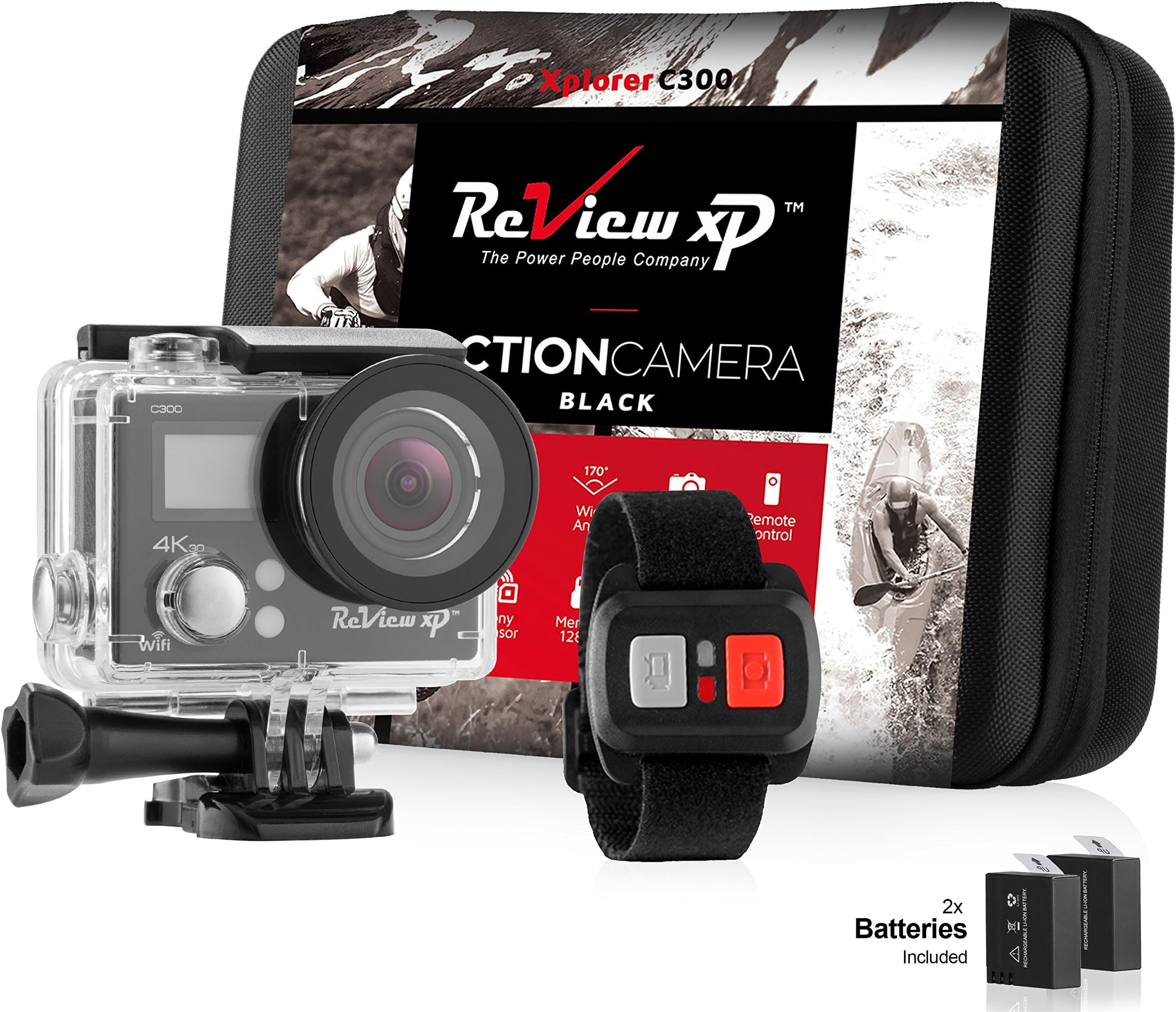 Review XP C300 Action Camera 4K 16MP Ultra HD Sports Waterproof Wi-Fi 170° Wide Angle Lens DV Digital Camcorder 2.4g Remote Control, 2 Batteries 1050mAh, 20+ Mounting Kits + Carrying Case – Black