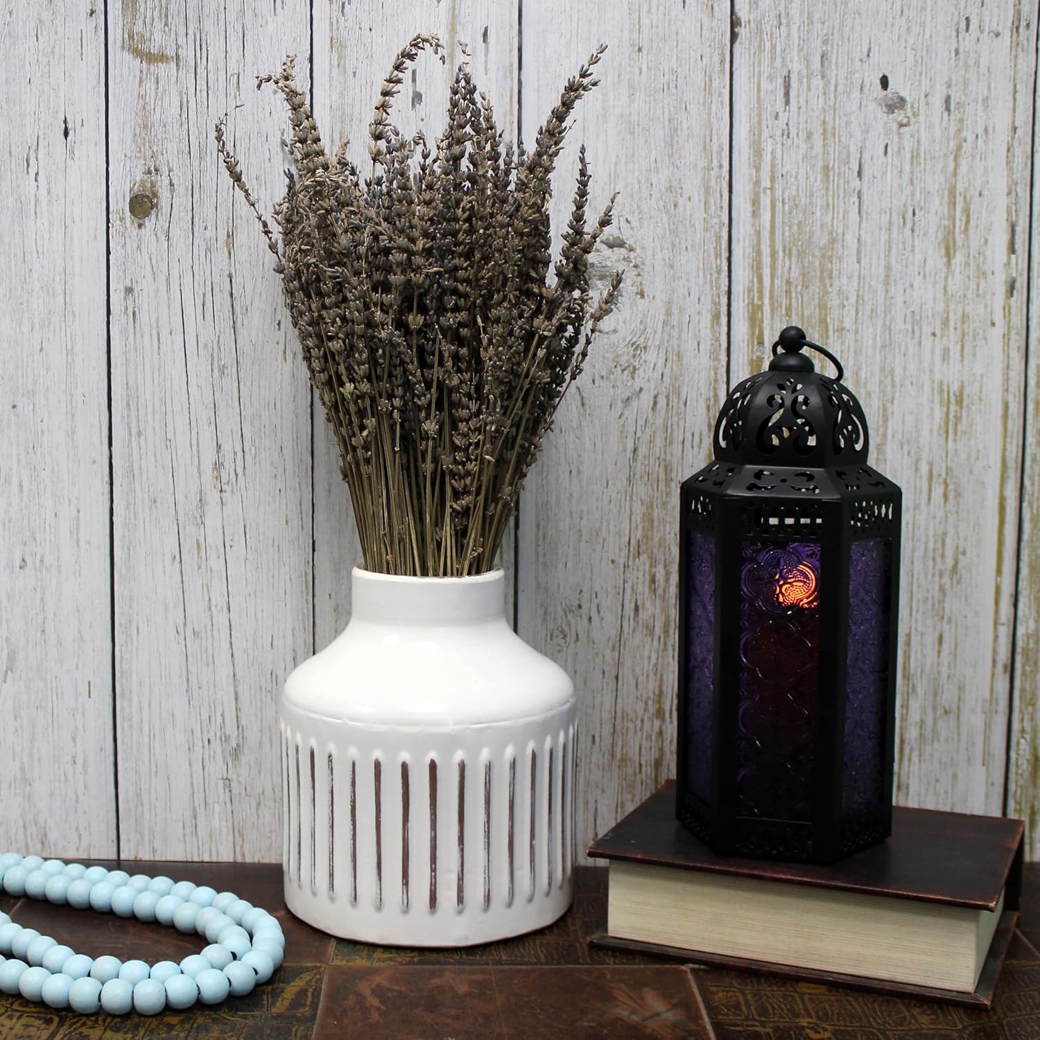 CVHOMEDECO. Rustic Distressed Metal Galvanized Vase Modern Farmhouses Home Decor, Ideal for Shelf Tabletop Countertop Bookshelf Mantle Décor, 7.5 Inch, Cream